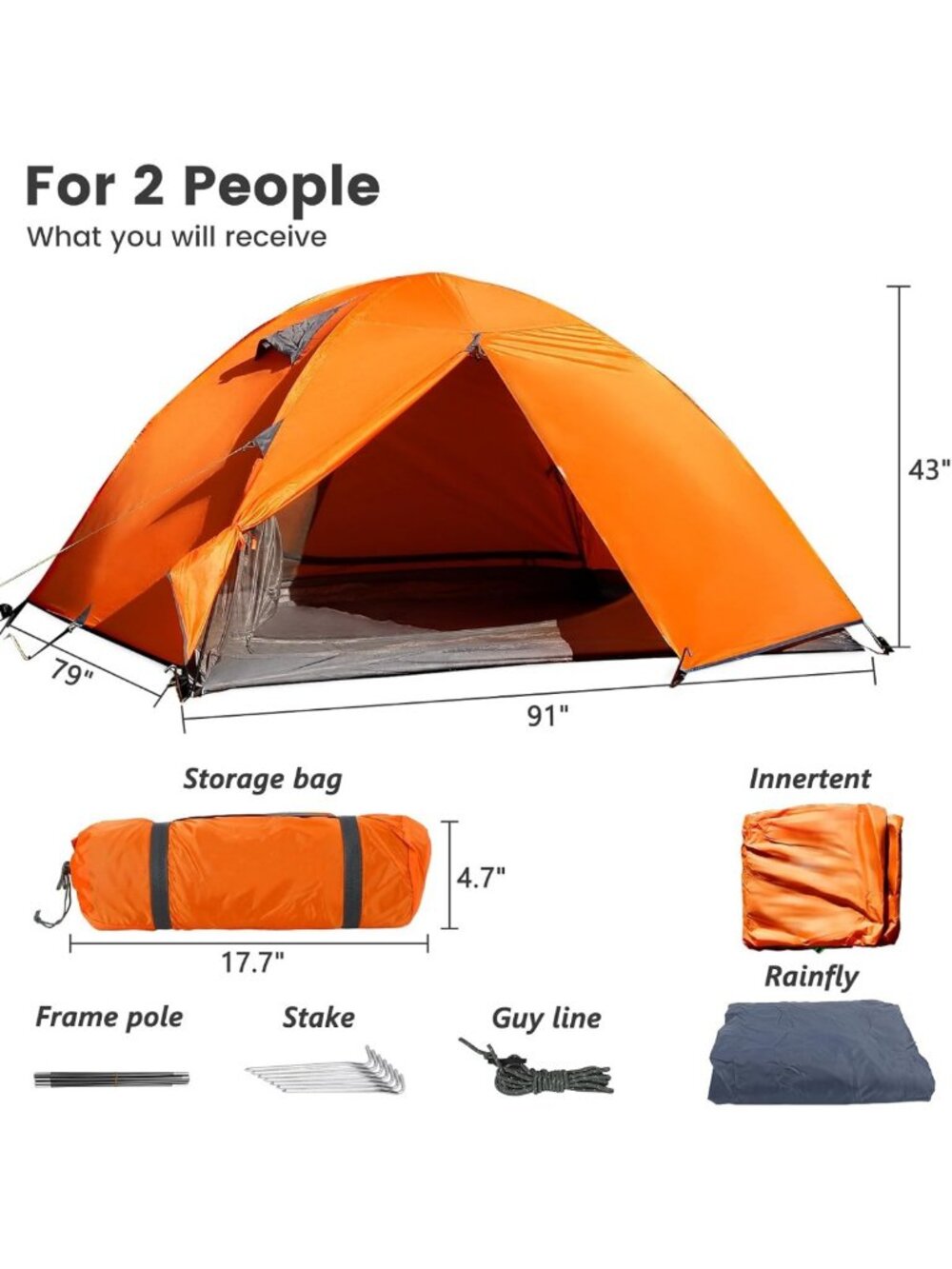 Lightweight 2-Person Waterproof Camping Tent | Portable Dome for Hiking - Picture 7 of 7